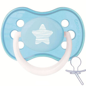 Пустышки: Пустышка силиконовая круглая Pastelove (голубая со звездочкой), от 18 месяцев, Canpol babies