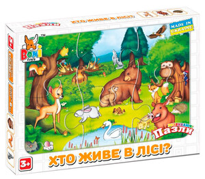 Ігри та іграшки: Розвивальні пазли Хто живе в лісі, 6 ел., Boni Toys