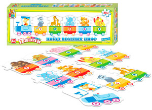 Игры и игрушки: Развивающие пазлы Поезд веселых цифр, 22 эл., Boni Toys