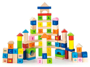Дерев'яні конструктори: Набір кубиків Алфавіт і числа, 100 шт., Viga Toys