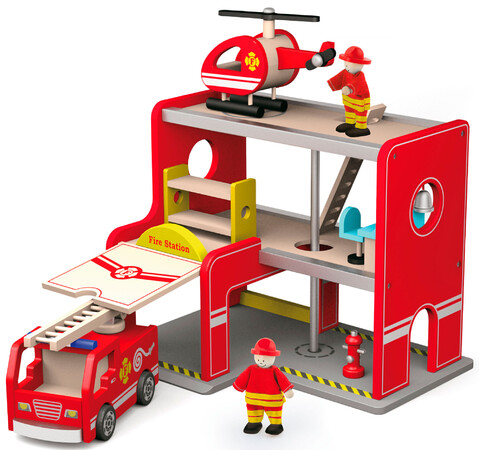 Спасательная техника: Игровой набор Пожарная станция, Viga Toys