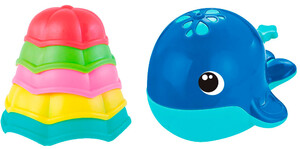 Розвивальні іграшки: Набір для ванни з фонтанчиками і лійочками (синій кит), Bebelino