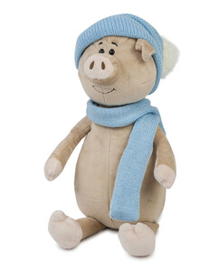 Мягкие игрушки: Свин Бен с шарфом и шапкой, 28 см, Maxitoys Luxury