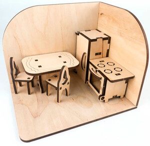 Кухня, комната с мебелью, деревянный 3D конструктор, Зірка