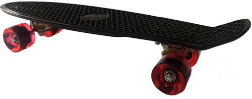 Скейти: Скейт Пенни борд, 56 см, чёрный с красными колёсами, Go Travel