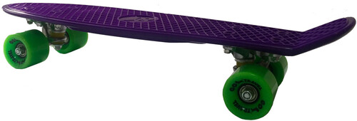 Скейти: Скейт Пенни борд, 56 см, фиолетовый с зелёными колёсами, Go Travel