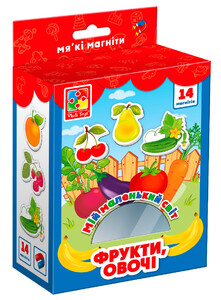 Пазли і головоломки: Фрукты, овощи, коллекция магнитов, Мой маленький мир (укр), Vladi Toys
