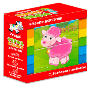 Ігри та іграшки: Дерев'яні кубики Ферма (укр), Vladi Toys