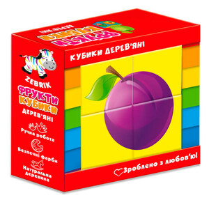 Игры и игрушки: Деревянные кубики Фрукты (укр), Vladi Toys