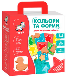 Игры и игрушки: Цвета и формы, деревянные фигурки в мешочке (укр.), Vladi Toys