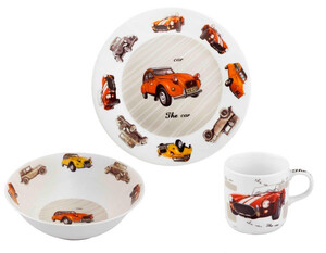 Дитячий посуд і прибори: Набір посуду 3 предмета (кераміка) Retro Car