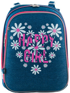 Рюкзаки, сумки, пеналы: Рюкзак школьный каркасный H-12 Happy girl (16,5л), Yes