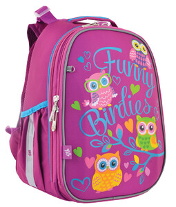 Рюкзаки, сумки, пенали: Рюкзак школьный каркасный H-25 Funny Birdies (15л), Yes