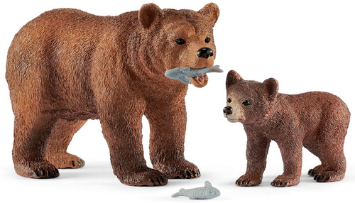 Животные: Фигурки Медведица гризли с медвежонком, игровой набор 42473, Schleich