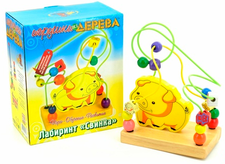 Дрібна моторика і сортування: Лабиринт Свинка Мир деревянных игрушек