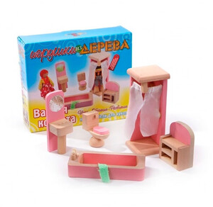 Игры и игрушки: Набор мебели для кукол Ванная комната, Мир деревянных игрушек