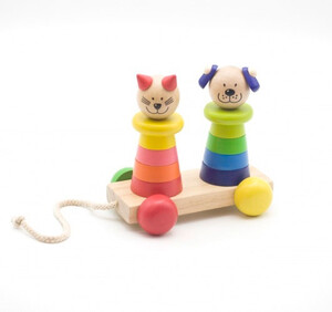 Развивающие игрушки: Пирамидка-каталка Кот и собака