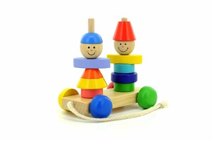Кубики, сортеры и пирамидки: Пирамидка-каталка Мальчик и девочка Мир деревянных игрушек