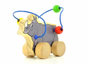 Мелкая моторика и сортировка: Лабиринт-каталка Носорог Мир деревянных игрушек
