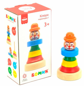 Розвивальні іграшки: Пірамідка Клоун 1 Мир деревянных игрушек