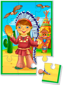 Ігри та іграшки: Мягкий пазл Индеец (А5) укр, Vladi Toys