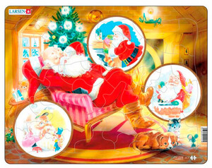 Игры и игрушки: Пазл рамка-вкладыш Санта Клаус (33 эл.), серия Макси