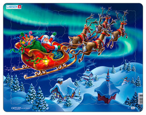 Пазли і головоломки: Пазл рамка-вкладиш Санта Клаус в північне сяйво (26 ел.), Серія Максі