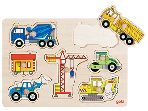 Ігри та іграшки: Будівельний транспорт, пазл-вкладиш, Goki