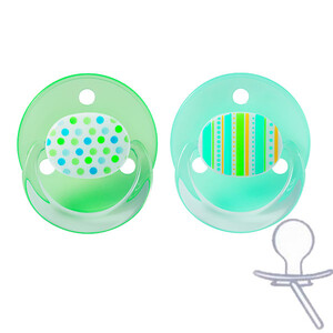 Пустышки и соски: Пустышка круглая с кольцом, зеленая, силикон, 2 шт., Baby-Nova