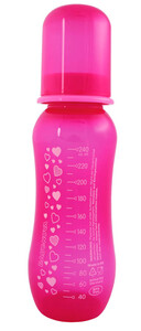 Поильники, бутылочки, чашки: Бутылочка пластиковая, розовая, 250 мл., Baby-Nova