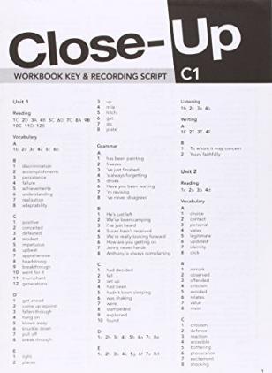 Іноземні мови: Close-Up C1 WB Key & Recording Script