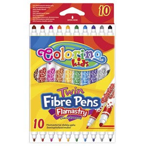 Товары для рисования: Фломастеры двухсторонние с разными наконечниками Fibre Pens 10 штук и 10 цветов, Colorino