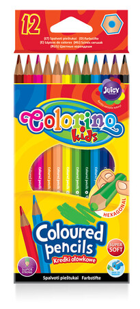 Товари для малювання: Олівці кольорові шестигранні, 12 кольорів, Colorino