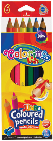 Товары для рисования: Карандаши цветные треугольные Jumbo с точилкой, 6 цветов, Colorino