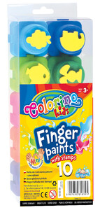 Товары для рисования: Пальчиковые краски со штампами, 10 цветов по 20 мл, Colorino