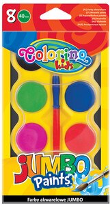 Краски акварельные Jumbo Paints (8 цветов и кисточка), Colorino