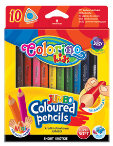 Олівці кольорові тригранні з точилкою, 10 кольорів, Colorino