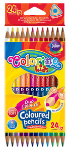 Карандаши цветные двухсторонние трехгранные (12 штук, 24 цвета), Colorino