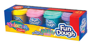 Ліплення та пластилін: Набор массы для лепки Fun Dough, 4 пастели с блесточками, Colorino