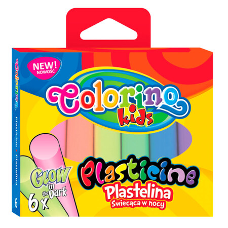 Лепка и пластилин: Пластилин Glow флуоресцентный, 6 цветов, Colorino