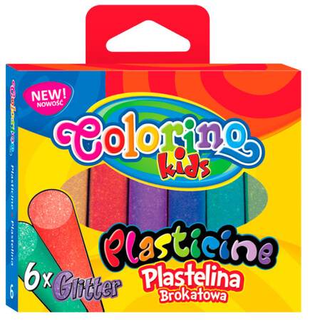 Лепка и пластилин: Пластилин Glitter с блеском, 6 цветов, Colorino