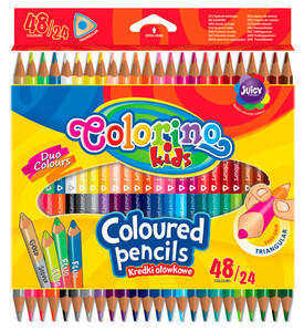 Товары для рисования: Карандаши цветные, треугольные двусторонние (24 шт., 48 цветов), Colorino