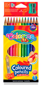 Товары для рисования: Карандаши цветные треугольные и точилка, 12 цветов, Colorino