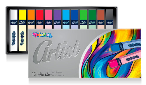 Товары для рисования: Пастель сухая квадратная Рremium, 12 цветов, Colorino