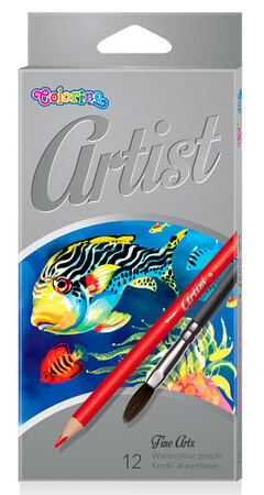 Товары для рисования: Карандаши цветные акварельные Premium с кисточкой, 12 цветов, Colorino