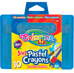 Набор пастельных карандашей 3 в 1 в пластиковом контейнере, 10 цветов, Colorino