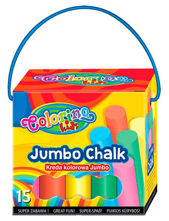 Товары для рисования: Мелки цветные в картонном ведерке Jumbo, 15 мелков, 6 цветов, Colorino