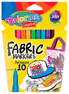 Товари для малювання: Маркеры для рисования по ткани, 10 цветов, Colorino