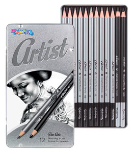 Канцелярские товары: Набор графитовых карандашей 12 видов твердости, Colorino
