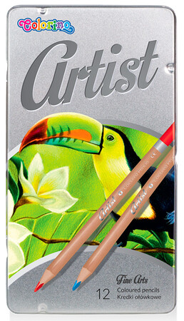 Товары для рисования: Карандаши цветные в металлической упаковке, серия Artist, 12 цветов, Colorino
